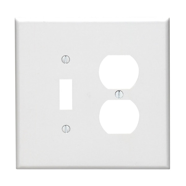 Leviton Leviton White 2 gang Thermoset Plastic Duplex/Toggle Wall Plate 1 pk 88105-000 - main